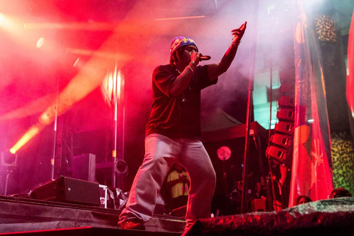 Denzel Curry performs Day 2 of the Hopscotch Music Festival Friday, Sept. 8 2023 at City Plaza in Raleigh.