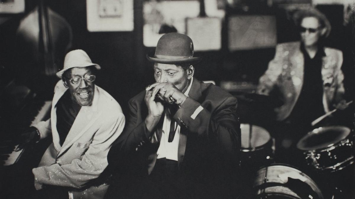 
"Ardie Dean, Sam Frazier Jr., Ironing Board Sam, Deep Blues Musicians, Hillsboro, NC, 2015," is part of the "Our Living Past" exhibit by by Timothy Duffy at the Gregg Museum of Art & Design in Raleigh. Duffy’s wet plate collodion prints bring attention to the traditional musicians of the South.
