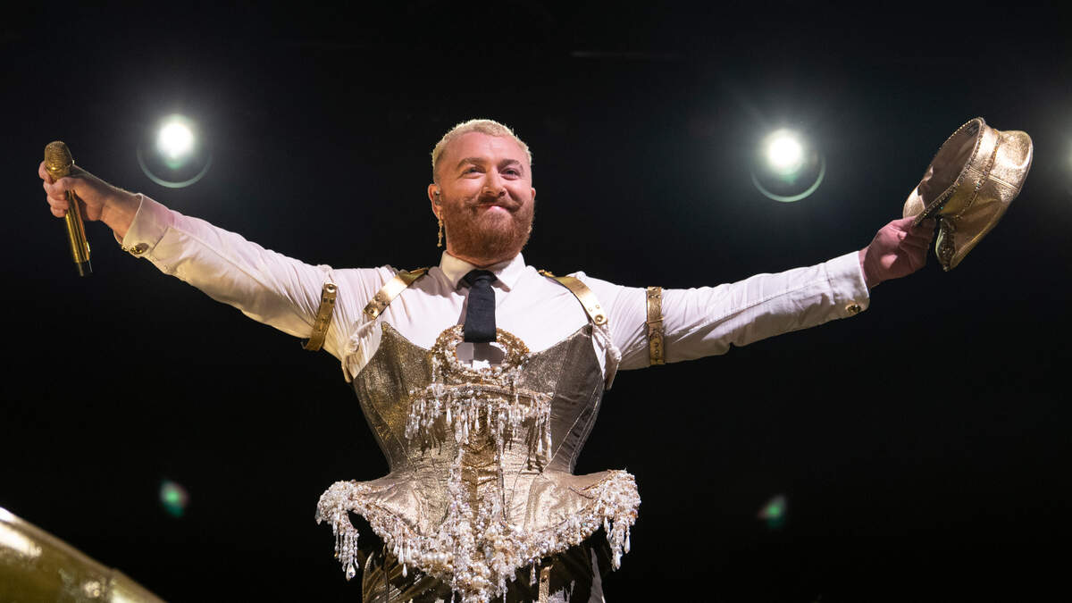 Sam Smith thanks the crowd for their noise during their concert on the “Gloria” tour, Tuesday night, Aug. 1, 2023 in Raleigh, N.C.