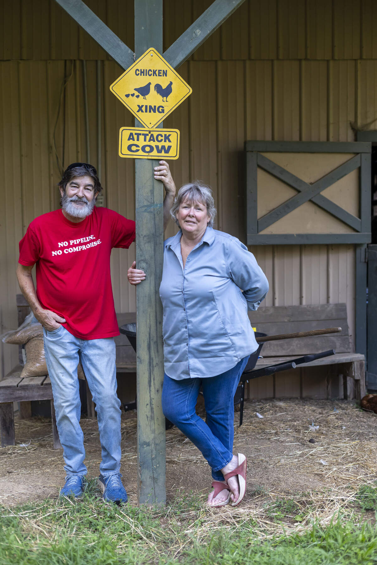 Dr. James Gunipero and his wife Eileen Gunipero on their 22-acre farm south of Pittsboro on Wednesday, July 29, 2026. They are opposed to a proposed 28-mile natural gas pipeline, that would cross their property.