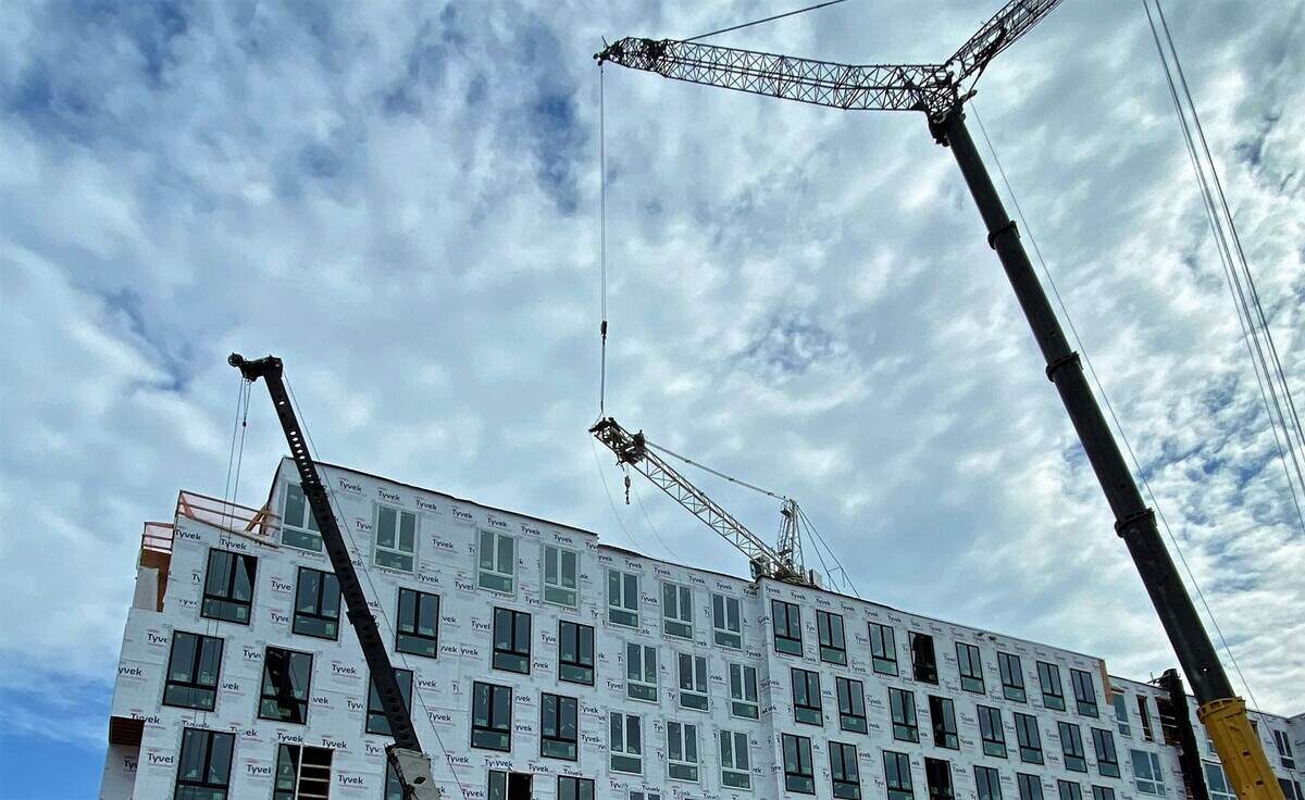 A Durham Fire Department rescue team helped lower an injured high-rise worker to the ground on Saturday, July 29, 2023.