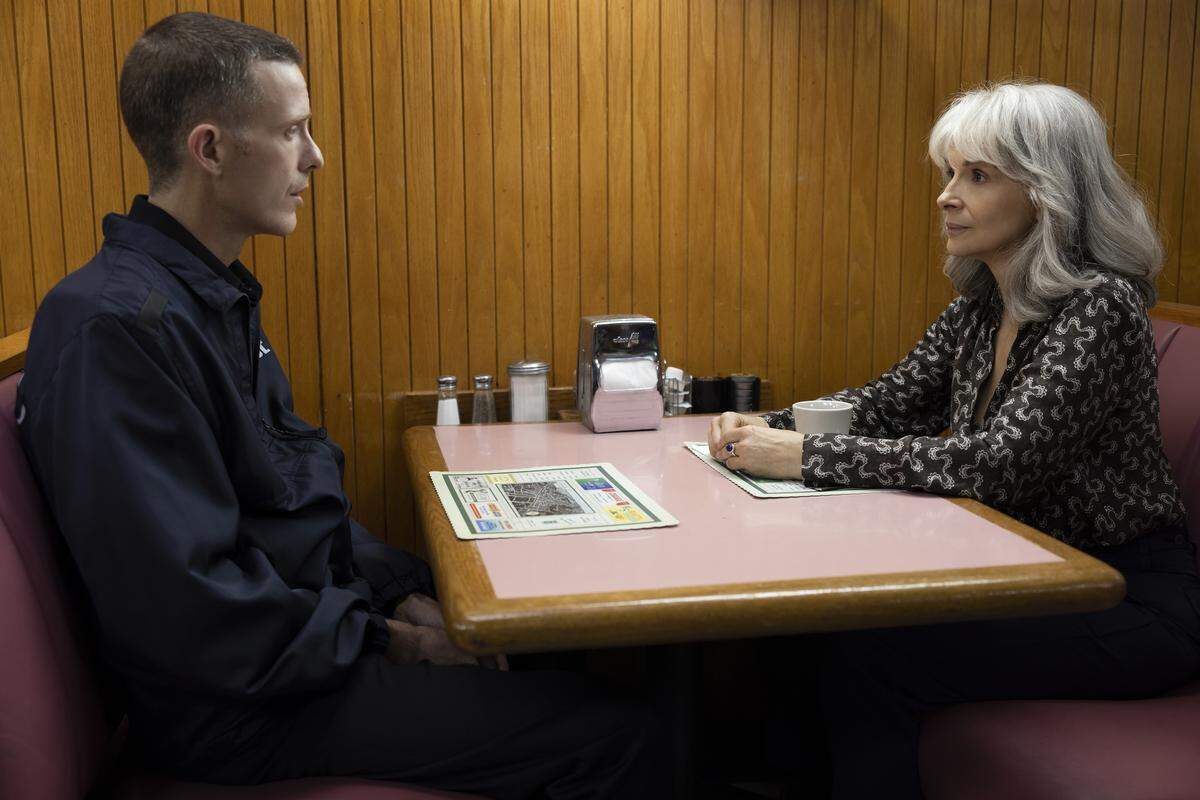 Cory Scott Allen as Det. Art Holland and Juliette Binoche as Sophie Brunet in the HBO Max series “The Staircase.”