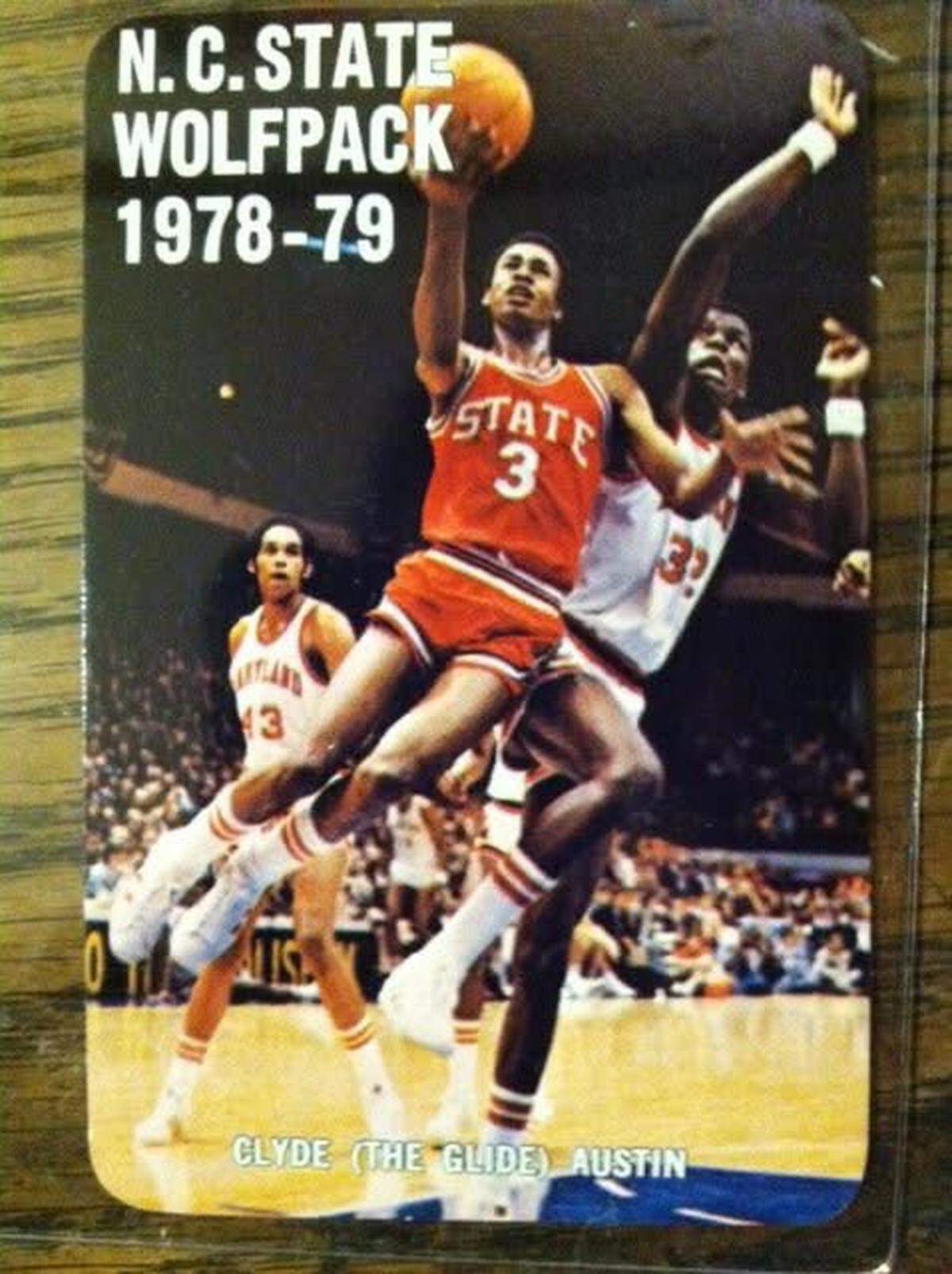 Clyde “The Glide” Austin in NCSU promotional materials from his Wolfpack playing days in the late 1970s.