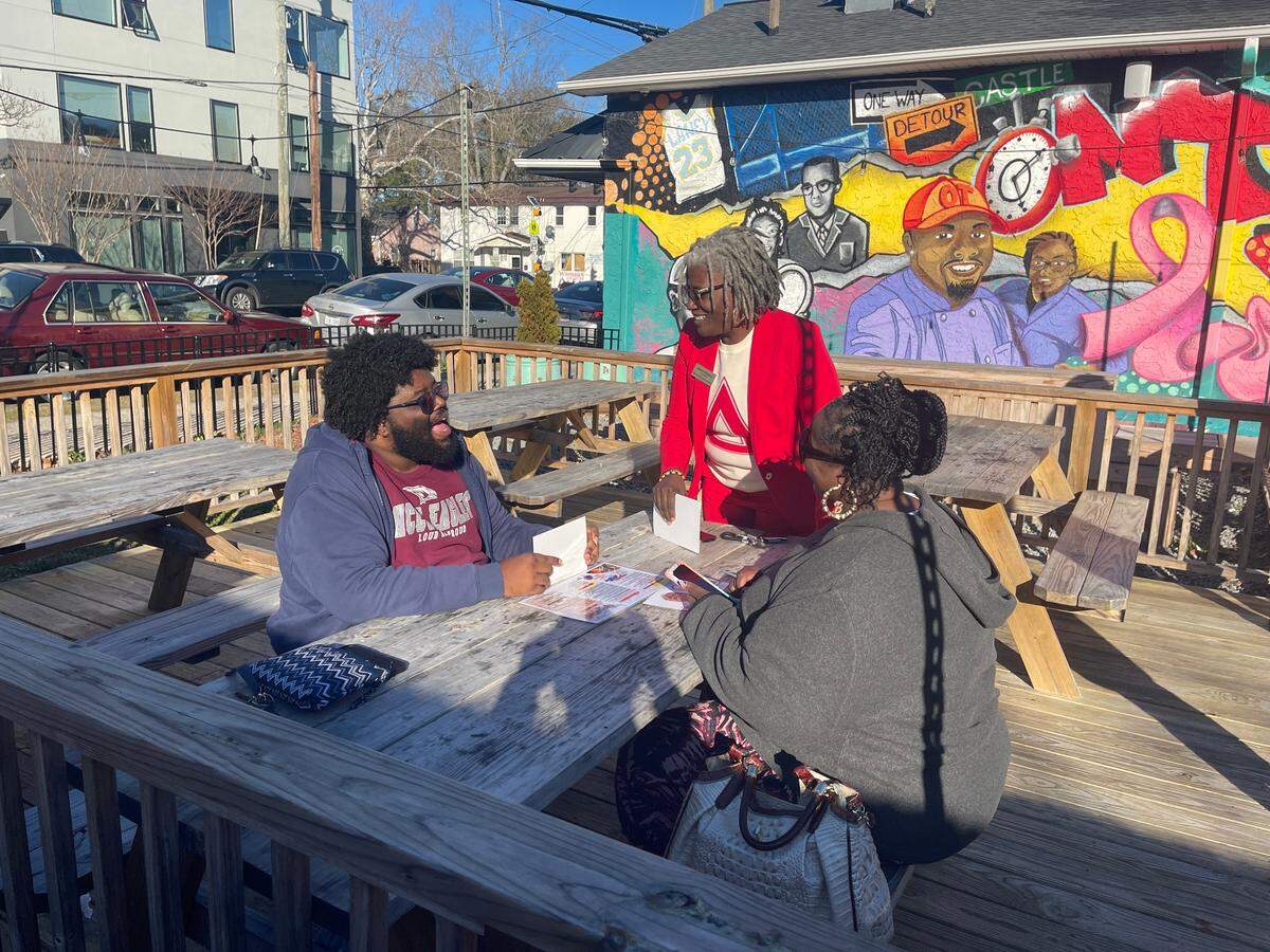 Durham County District Attorney Satana Deberry speaks with supporters in Wilmington, N.C. on Saturday, Feb. 3, 2024. Deberry is running in the Democratic primary for attorney general.