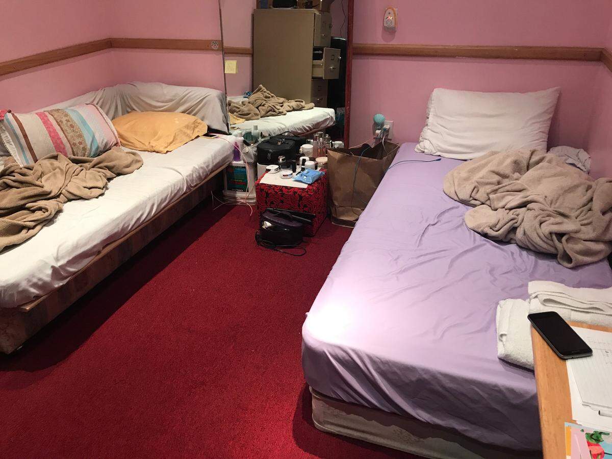 Sex workers plied their trade and slept inside this Miami Beach massage parlor before it was raided by police in August 2017. It is not uncommon for victims of human trafficking to live inside the businesses where they work.