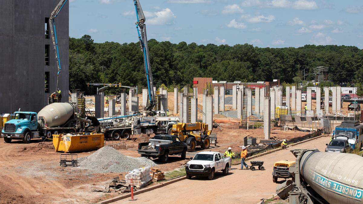 Construction continues on Wednesday, Aug. 9, 2023, at Hub RTP in Research Triangle Park.