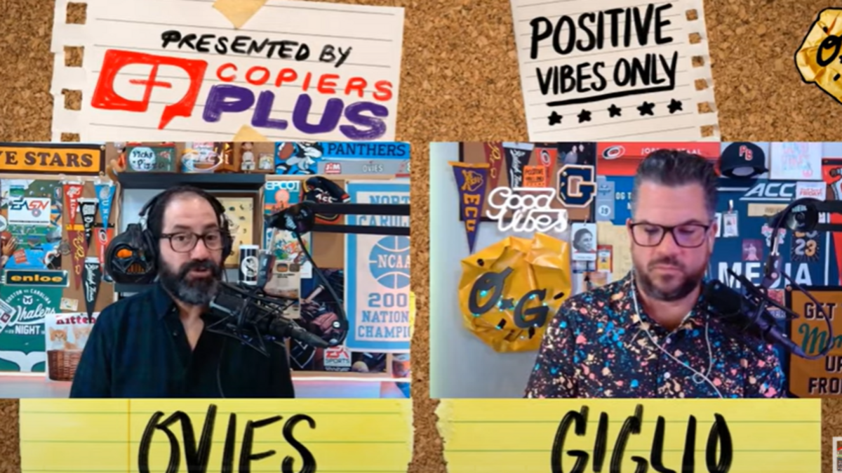 Joe Ovies (left) and Joe Giglio (right) on the Ovies + Giglio podcast.