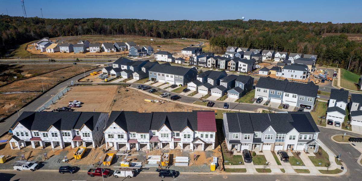 Construction is underway at the Townes at Chatham Park subdivision in Pittsboro.