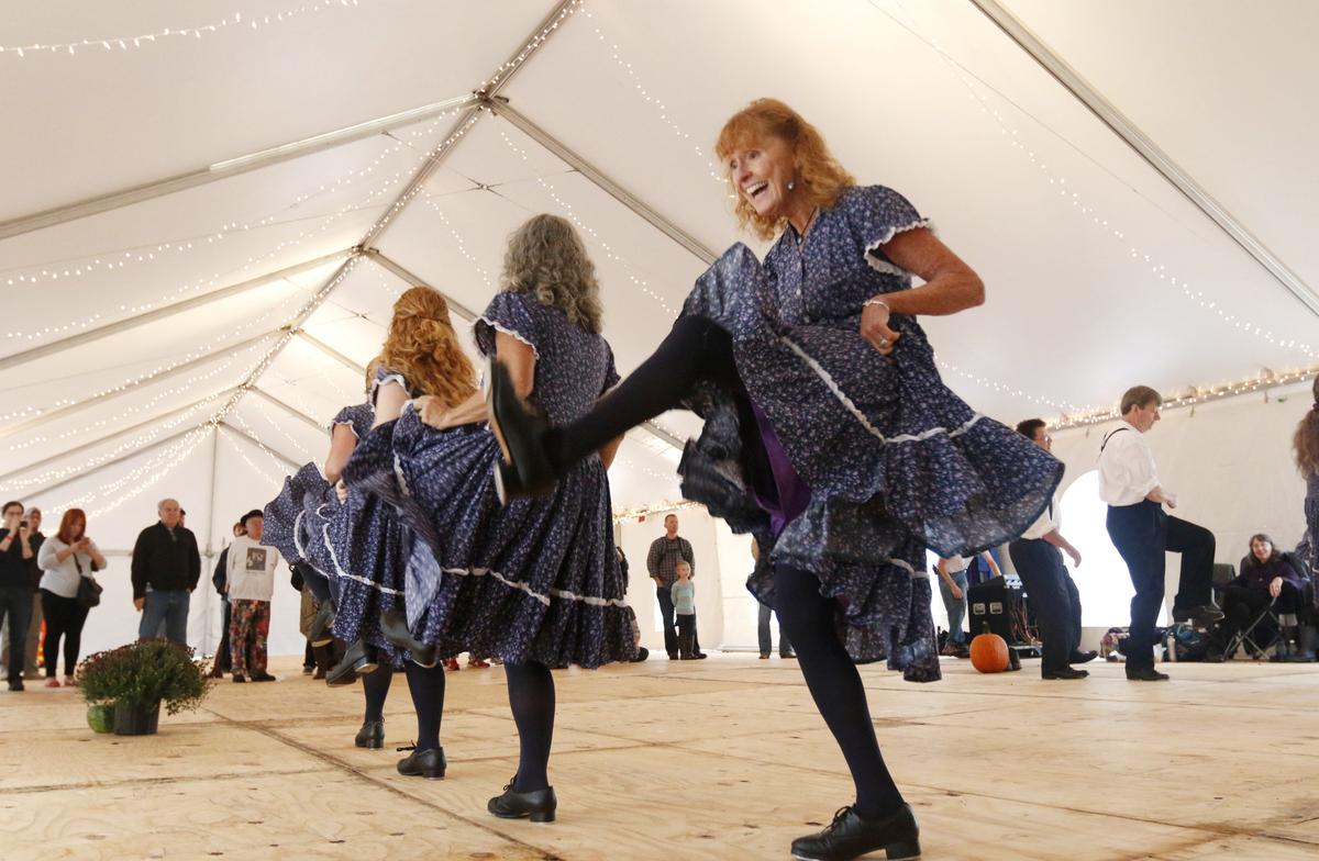 Members of the Cane Creek Cloggers will perform in the Dance Tent Saturday, Sept. 29, 2018.