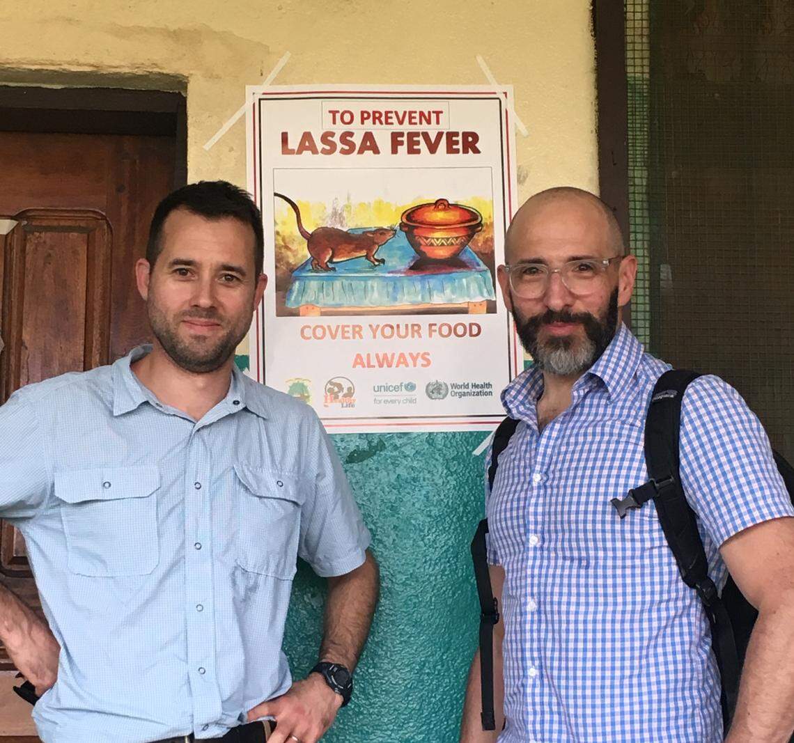 UNC colleagues Dr. Billy Fischer, a respiratory disease specialist, left, and Dr. David Wohl, an infectious disease specialist, in Liberia. They were among the infectious disease doctors who answered the World Health Organization’s call to respond to Ebola in Africa. Wohl says much of what he and other doctors learned dealing with infectious diseases in Africa gave them a head start responding to coronavirus at UNC.