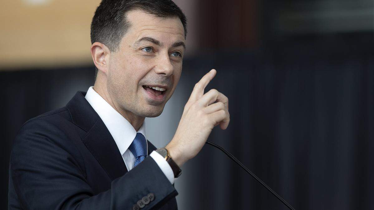 U.S. Transportation Secretary Pete Buttigieg speaks during an event at Raleigh Union Station on Monday, Dec. 11, 2023, to celebrate construction of the first leg of a high-speed rail line between the Triangle and Richmond, Va. 