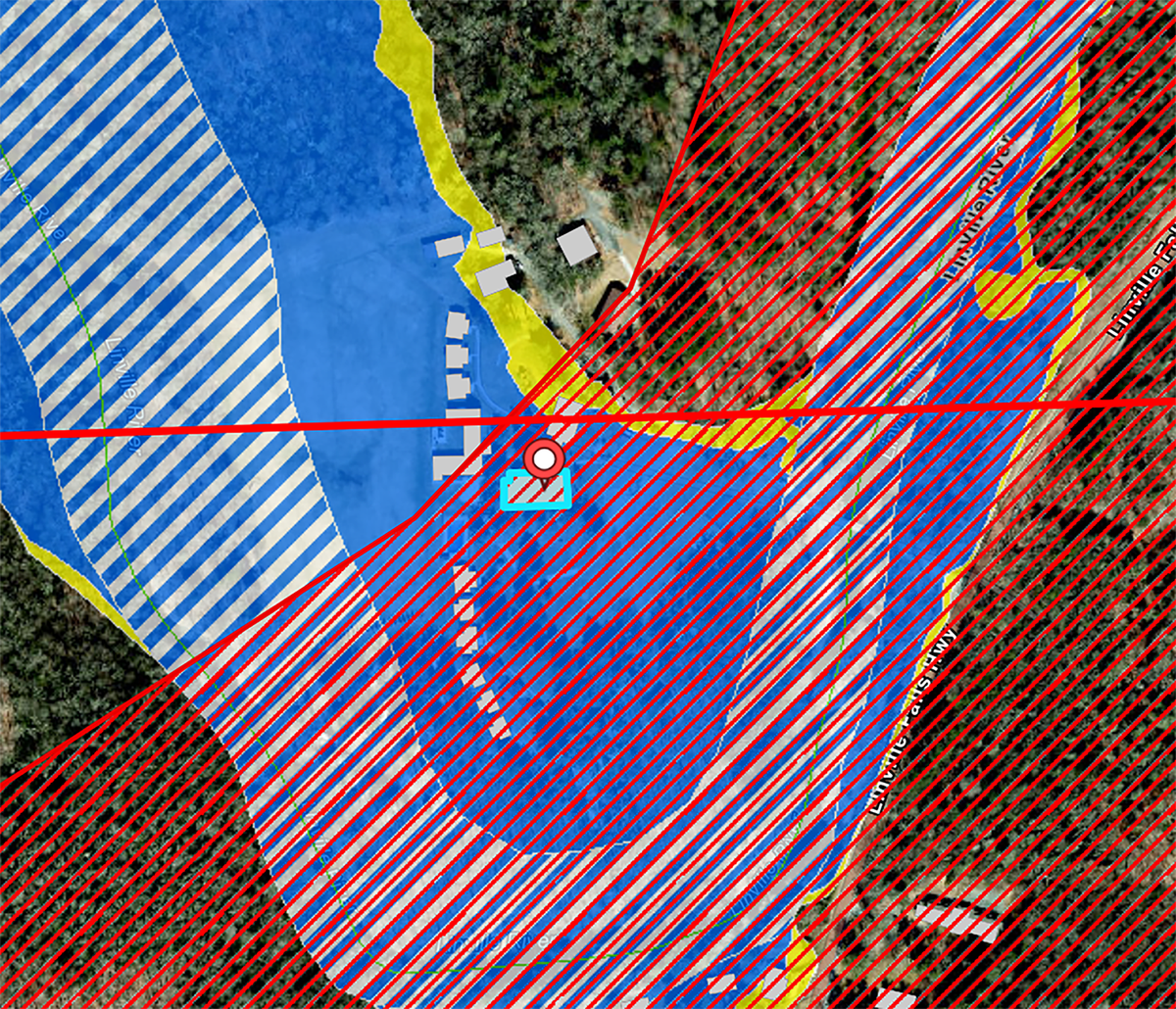 Camp Linn Haven in Newland is located inside a Special Flood Hazard Area, according to the NC Flood Risk Information System, and has a 7% chance of flooding over the next 30 years.