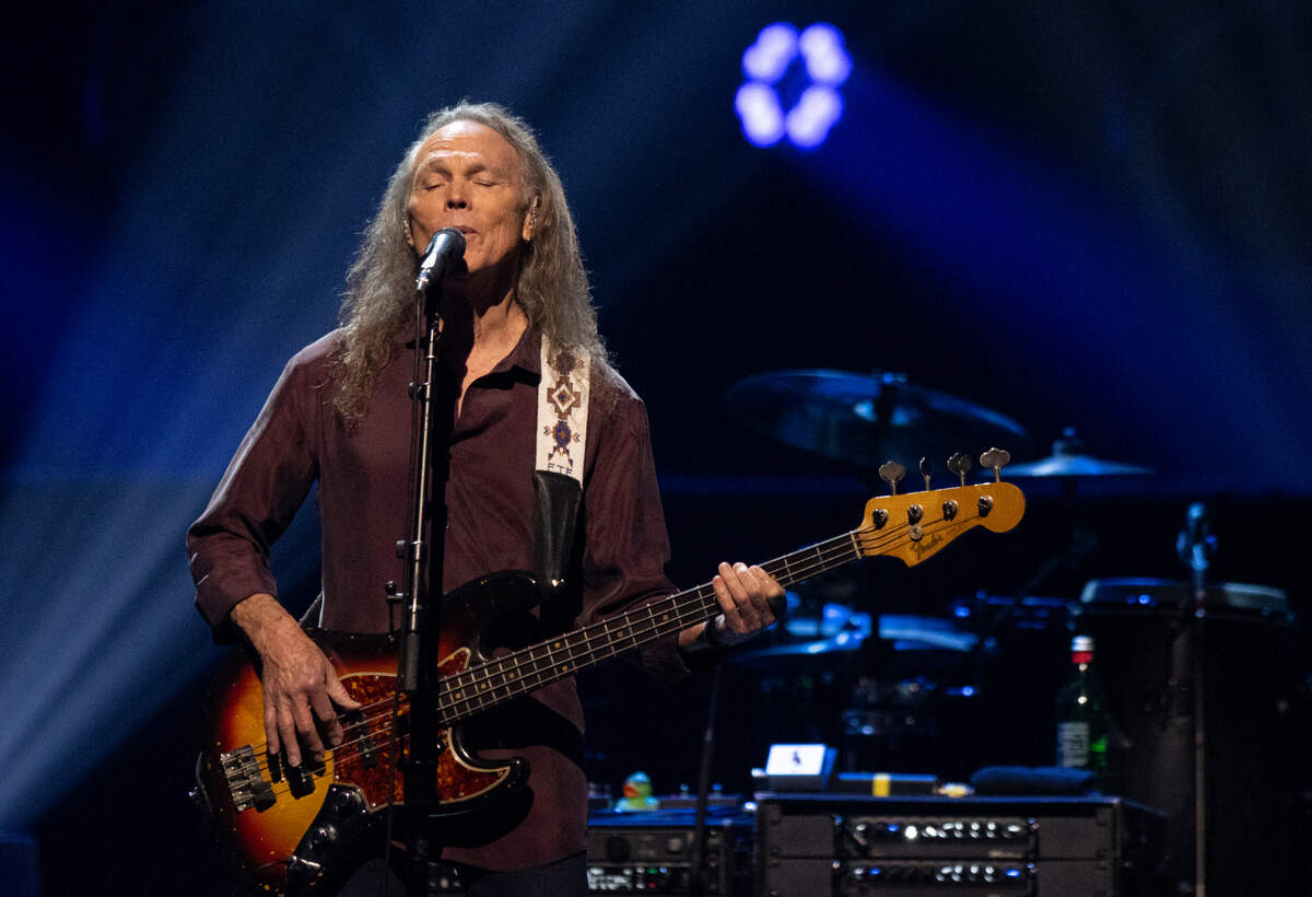 Timothy B. Schmidt takes the high part on “One of These Nights” as the Eagles bring their ‘The Long Goodbye’ Final Tour to Raleigh, N.C.’s PNC Arena, Thursday night, Nov. 9, 2023.