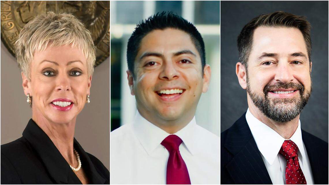 From left, State Auditor Beth Wood faces two of her former employees in her 2020 race for re-election: Luis Toledo and Tim Hoegemeyer.