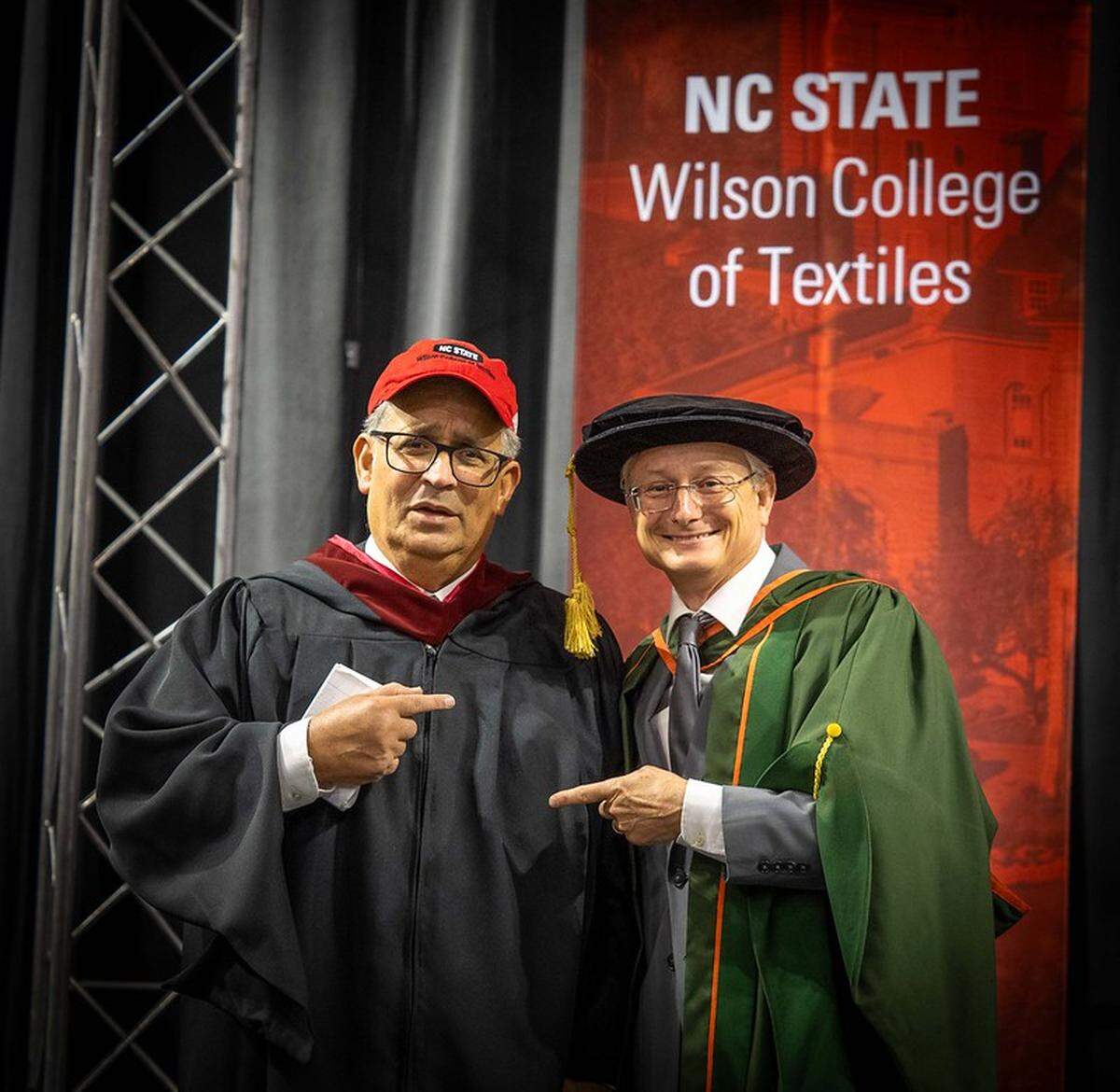 Anil Kochhar with David Hinks, the Prakash Chand Kochhar Dean at Wilson College of Textiles.
