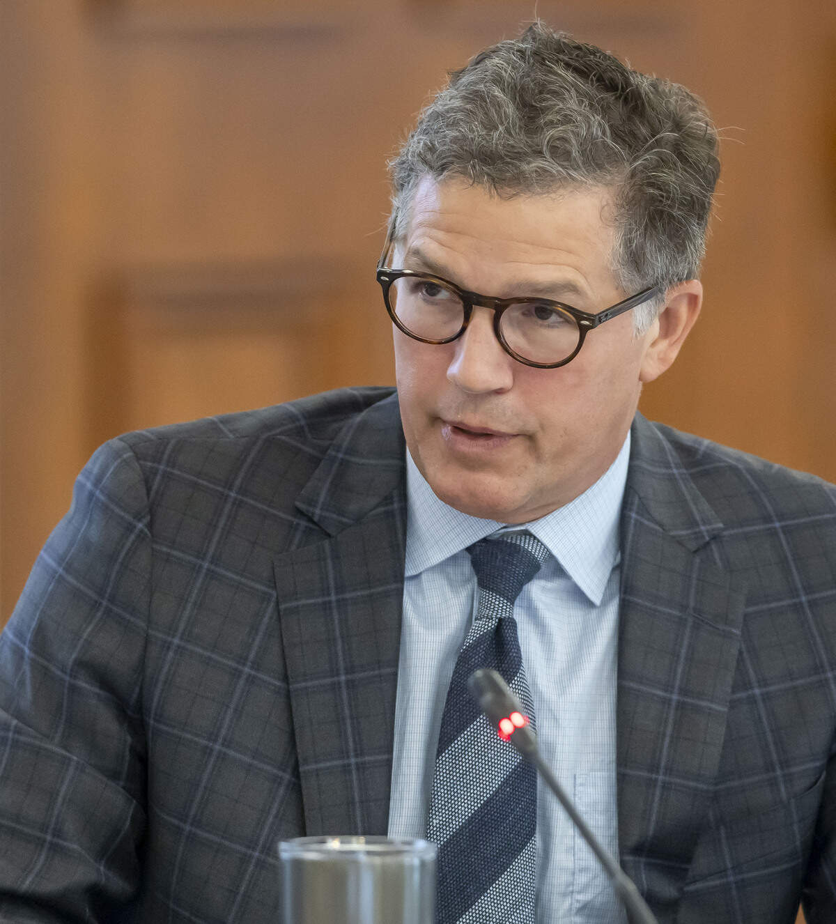 University of North Carolina Board of Trustees member Perrin Jones questions UNC Chief Financial officer Nate Knuffman during the trustees meeting on Wednesday, July 29, 2026 at the Rizzo Center in Chapel Hill, N.C.