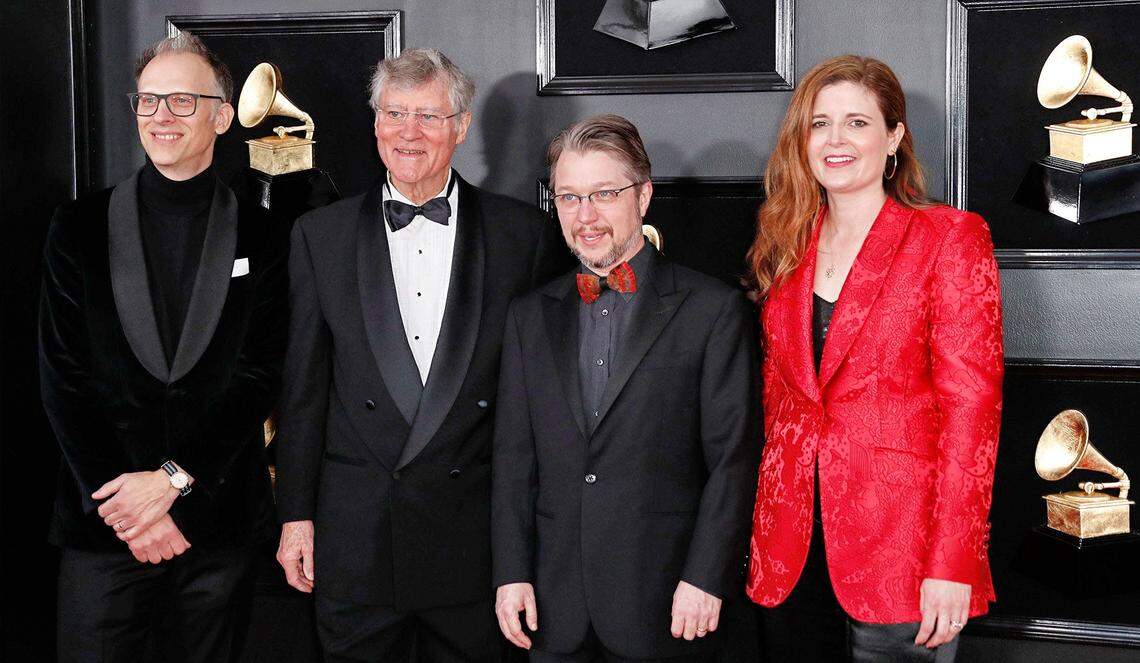 From left, Michael Graves, Bill Ferris, Steven Ledbetter and April Ledbetter arrive at the 61st Grammy Awards at Staples Center in Los Angeles on Sunday, Feb. 10, 2019.