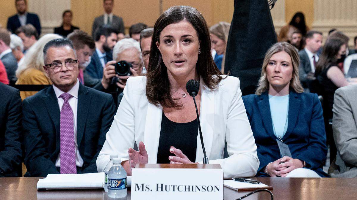 Cassidy Hutchinson, former aide to Trump White House chief of staff Mark Meadows, testifies as the House select committee investigating the Jan. 6 attack on the U.S. Capitol holds a hearing at the Capitol in Washington, Tuesday, June 28, 2022. (AP Photo/Andrew Harnik, Pool)