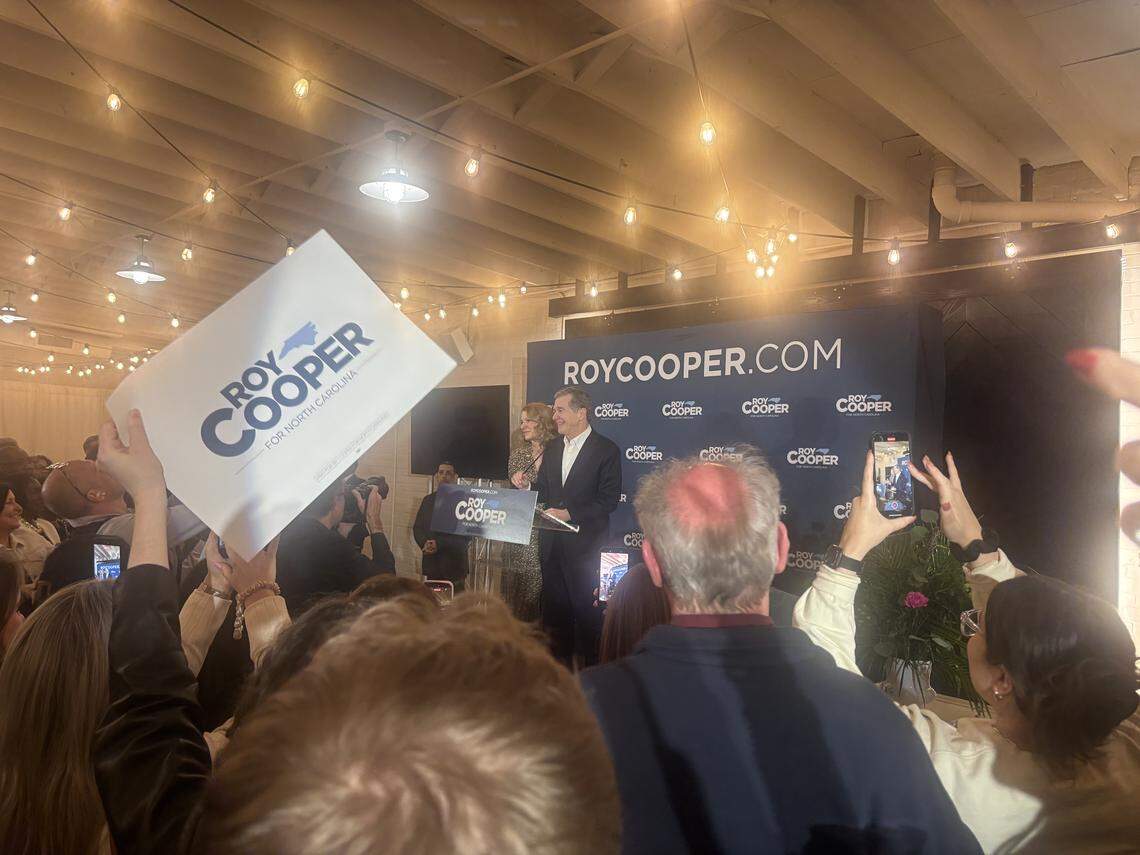 Former Gov. Roy Cooper accepts the Democratic nomination to become North Carolina’s next U.S. senator, on Tuesday, March 3, 2026 in Raleigh, N.C.