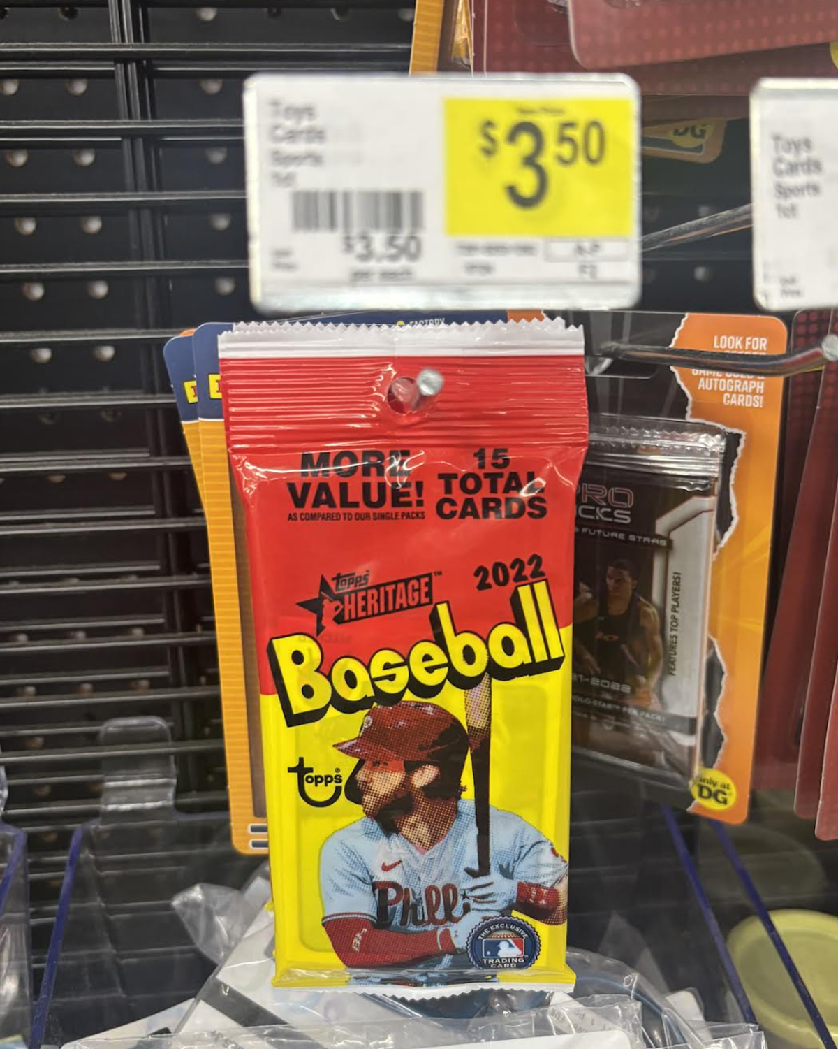 The ill-fated pack of baseball cards at an East Durham Dollar General.