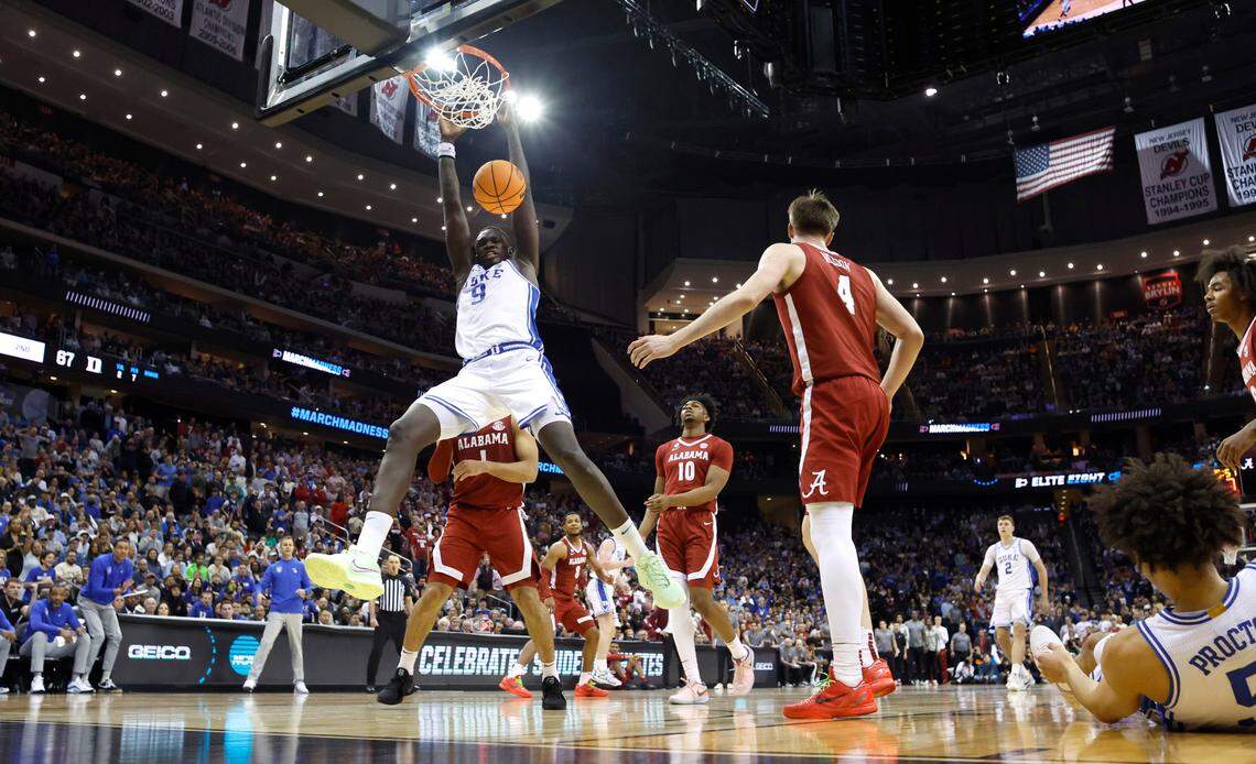 Former Duke center Khaman Maluach (9) is one of the few big men who will be a possible top 10 pick in this NBA Draft.