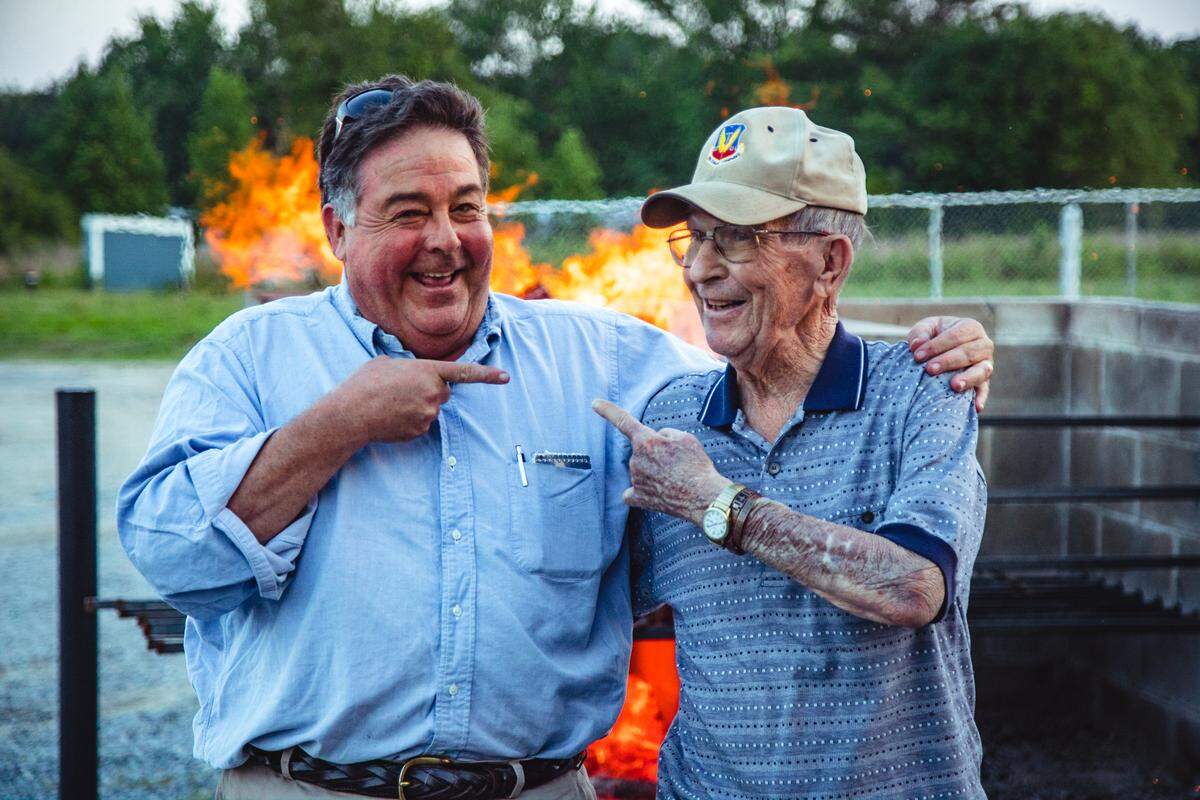 Longtime Wilber’s Barbecue owner Wilberdean Shirley, right, died in 2021. Shirley sold the restaurant, one of North Carolina’s historic barbecue spots, to a group of buyers called Goldpit Partners, including Willis Underwood, left.