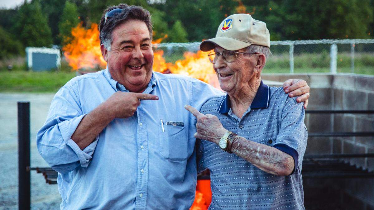 Longtime Wilber’s Barbecue owner Wilberdean Shirley, right, has died. Shirley sold the restaurant, one of North Carolina’s historic barbecue spots, to a group of buyers called Goldpit Partners, including Willis Underwood, left. 