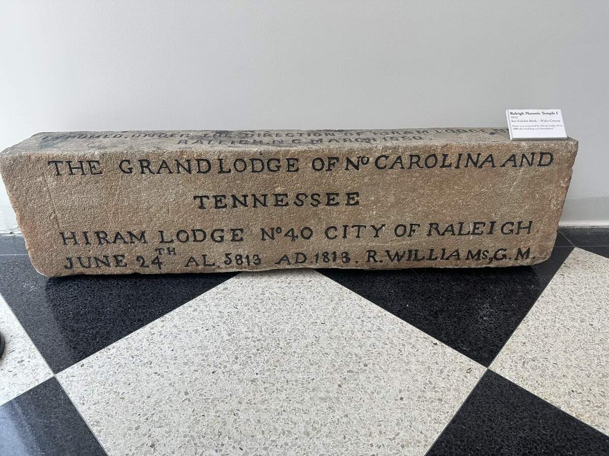 Cornerstones are important to Freemasons, a fraternity founded by craftsmen who built castles and cathedrals in medieval Europe. This is one of several in the museum at the Grand Lodge of Ancient, Free and Accepted Masons of North Carolina in Raleigh.