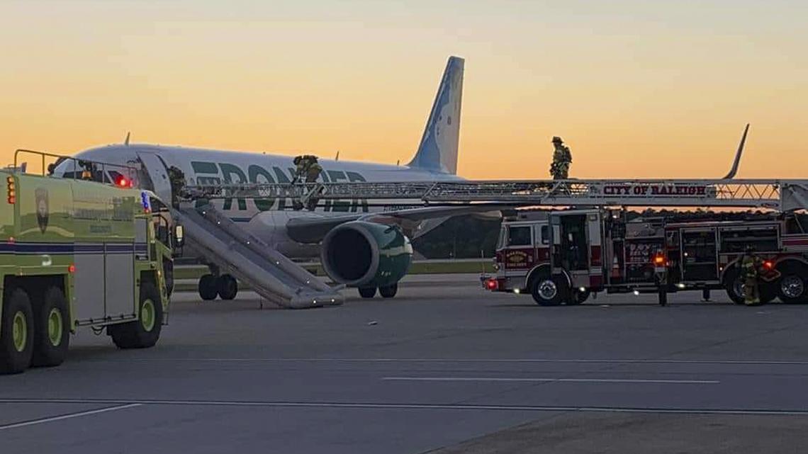 A Frontier Airlines flight from Norfolk to Orlando made an emergency landing at Raleigh-Durham International Airport Saturday evening. The airline reported a fume or odor on the plane but said there were no signs of a fire. No one was injured.