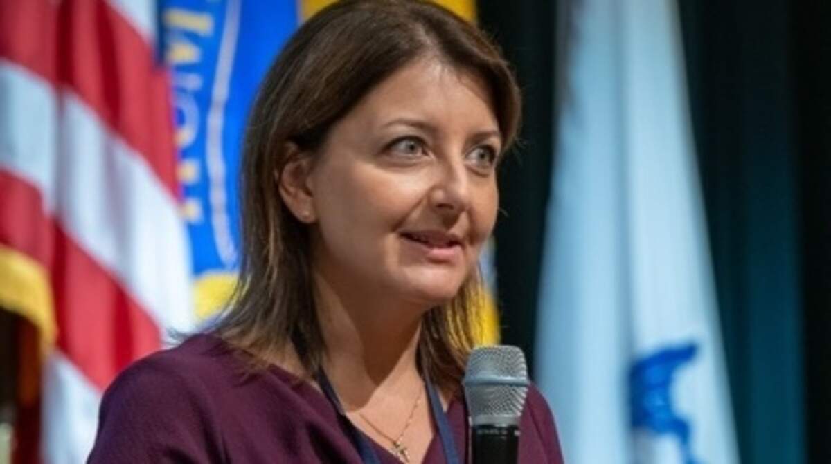 CDC Director Mandy Cohen speaking at an internal staff meeting at CDC campus in Atlanta, Georgia on August 29, 2023. (Photo courtesy of CDC)