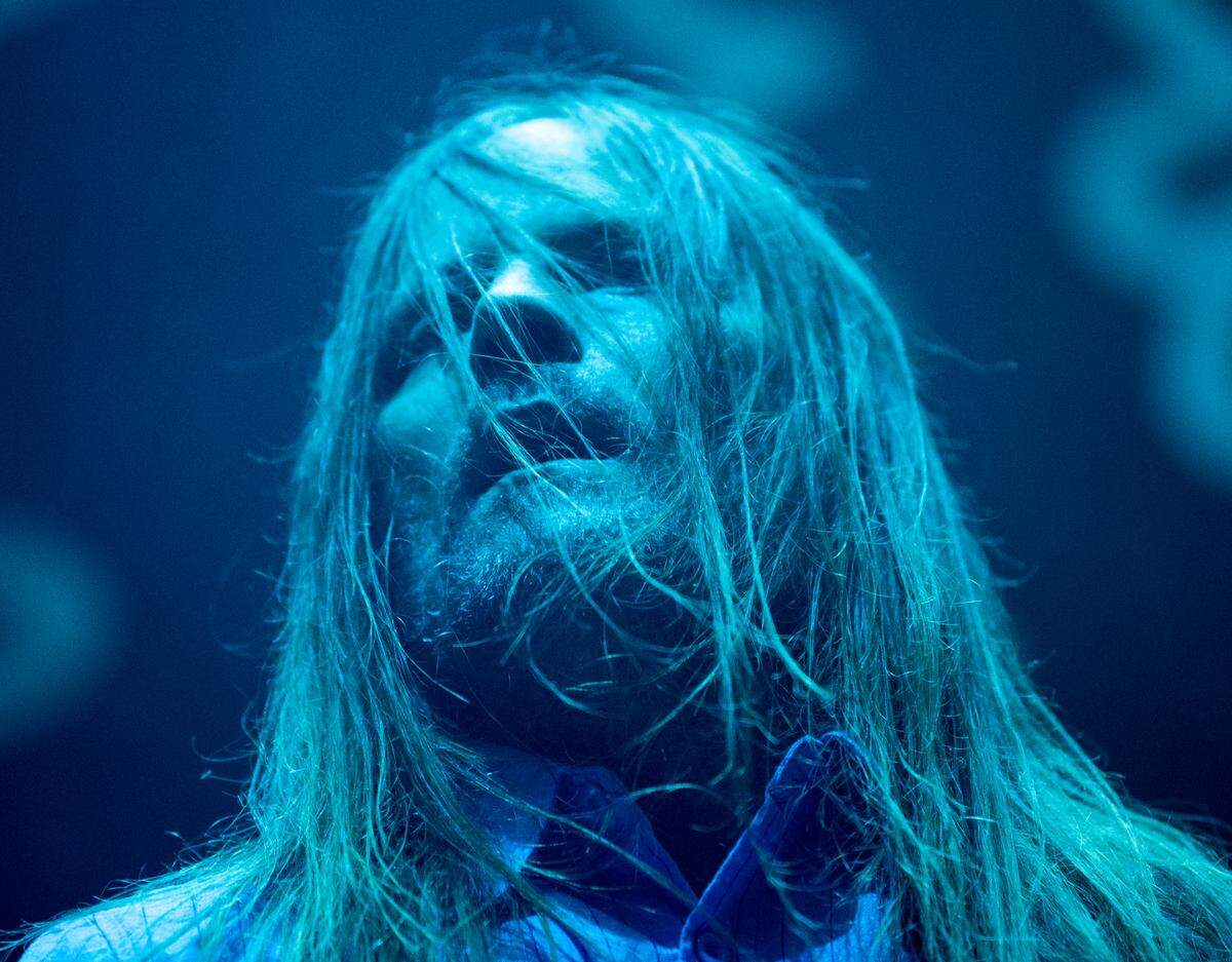 Bass player Matt Gentling looks over the crowd as Band of Horses opens for The Black Keys in concert at Raleigh, N.C.’s Coastal Credit Union Music Park at Walnut Creek, Thursday night, Sept. 1, 2022.