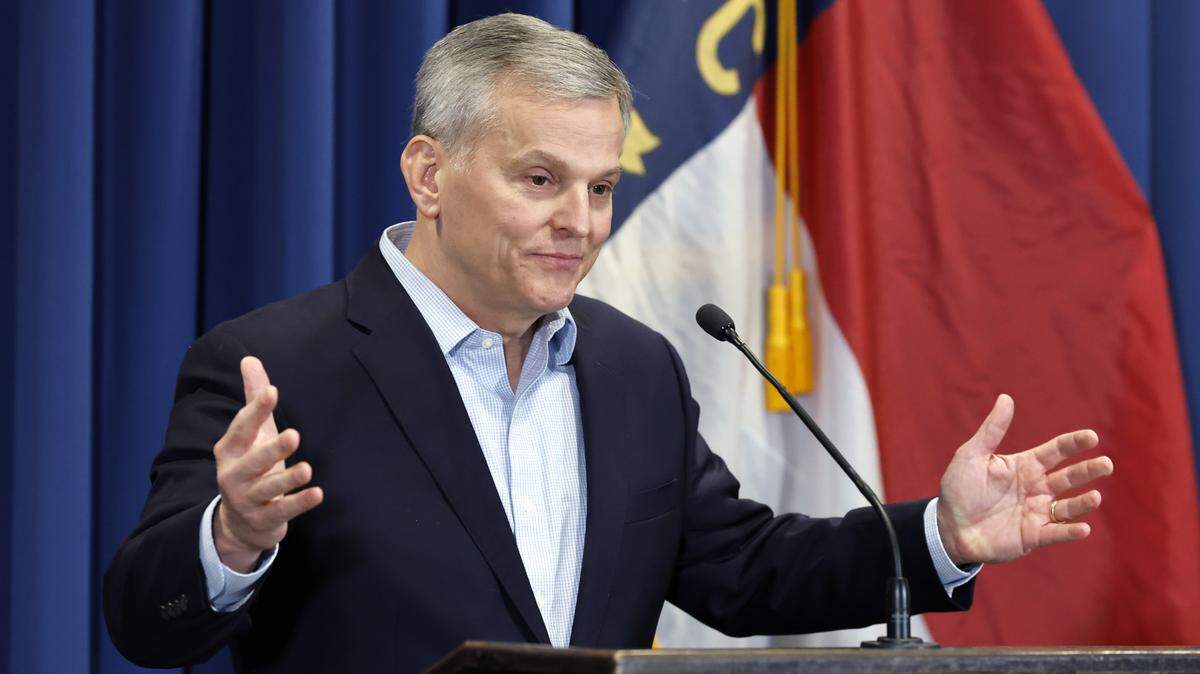 Gov. Josh Stein speaks while giving an update on N.C. Strong in Raleigh, N.C., Thursday, Jan. 15, 2026.