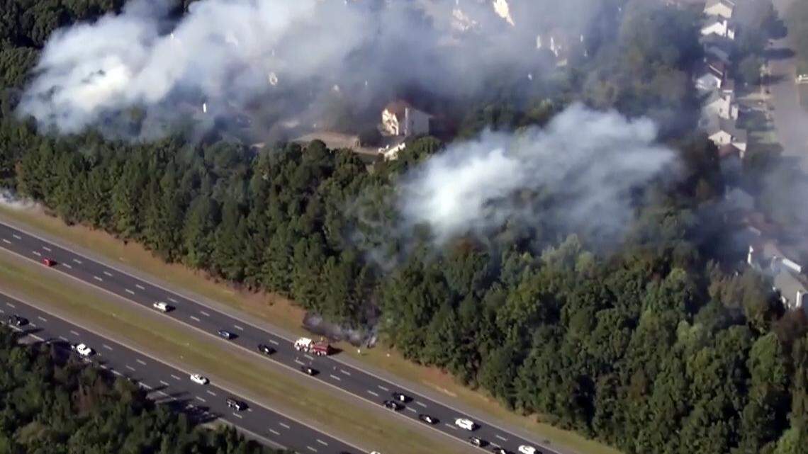Several small fires closed I-540 in Raleigh for a time Saturday. Arson suspected