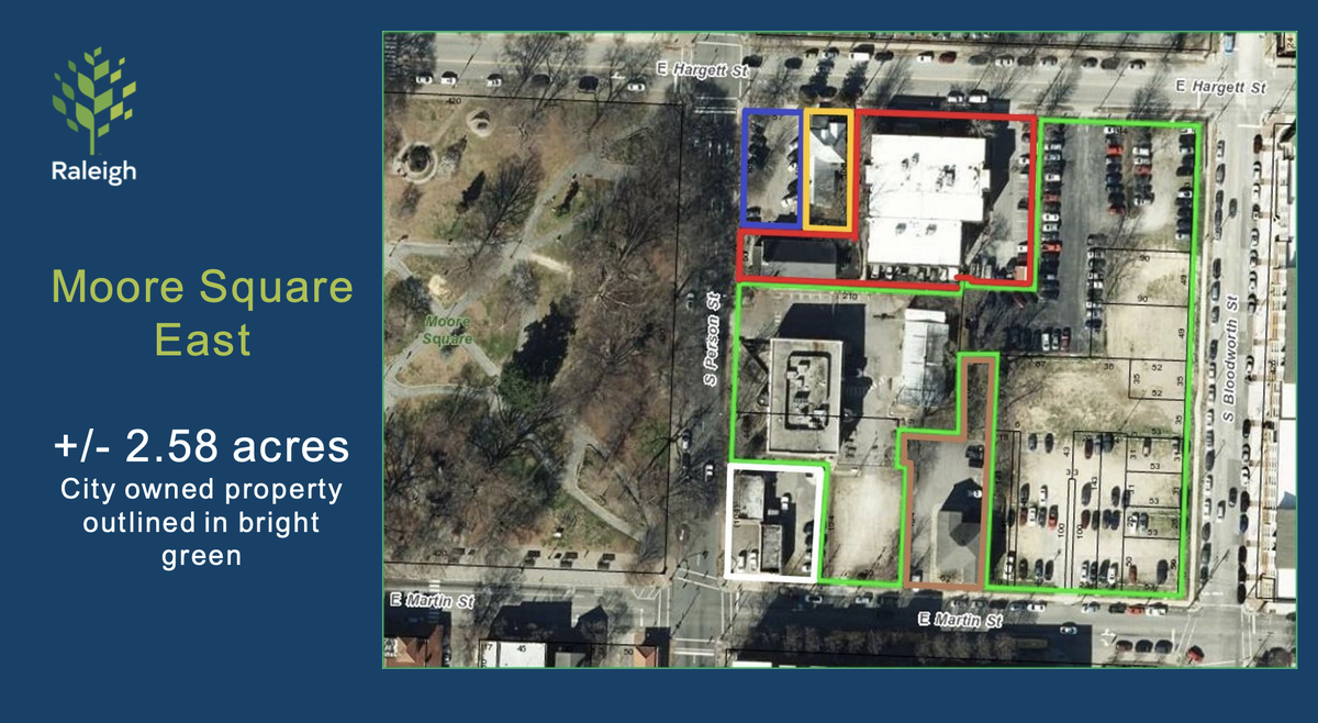 The City of Raleigh plans to rezone property east of Moore Square.