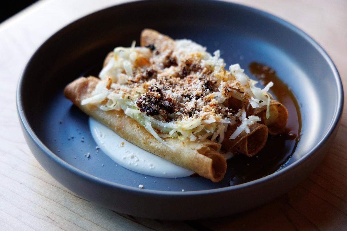 Flautas de papas are pictured during a soft opening of Mala Pata on Tuesday, May 6, 2025, in Raleigh.