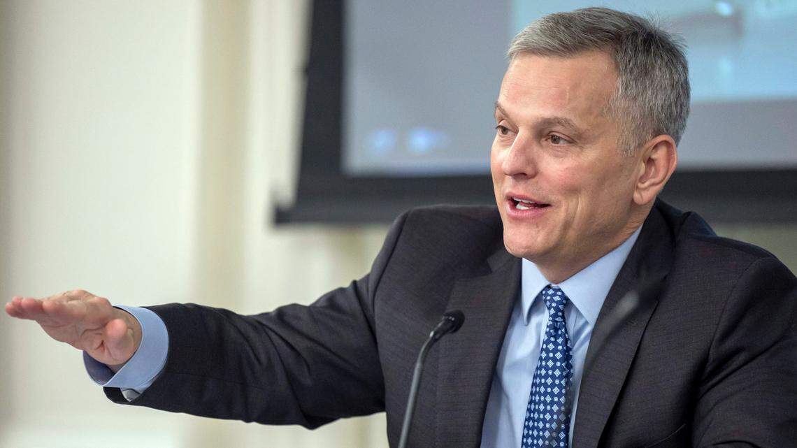 North Carolina Gov. Josh Stein presides over the Council of State meeting on Tuesday, February, 4, 2025 in Raleigh, N.C.