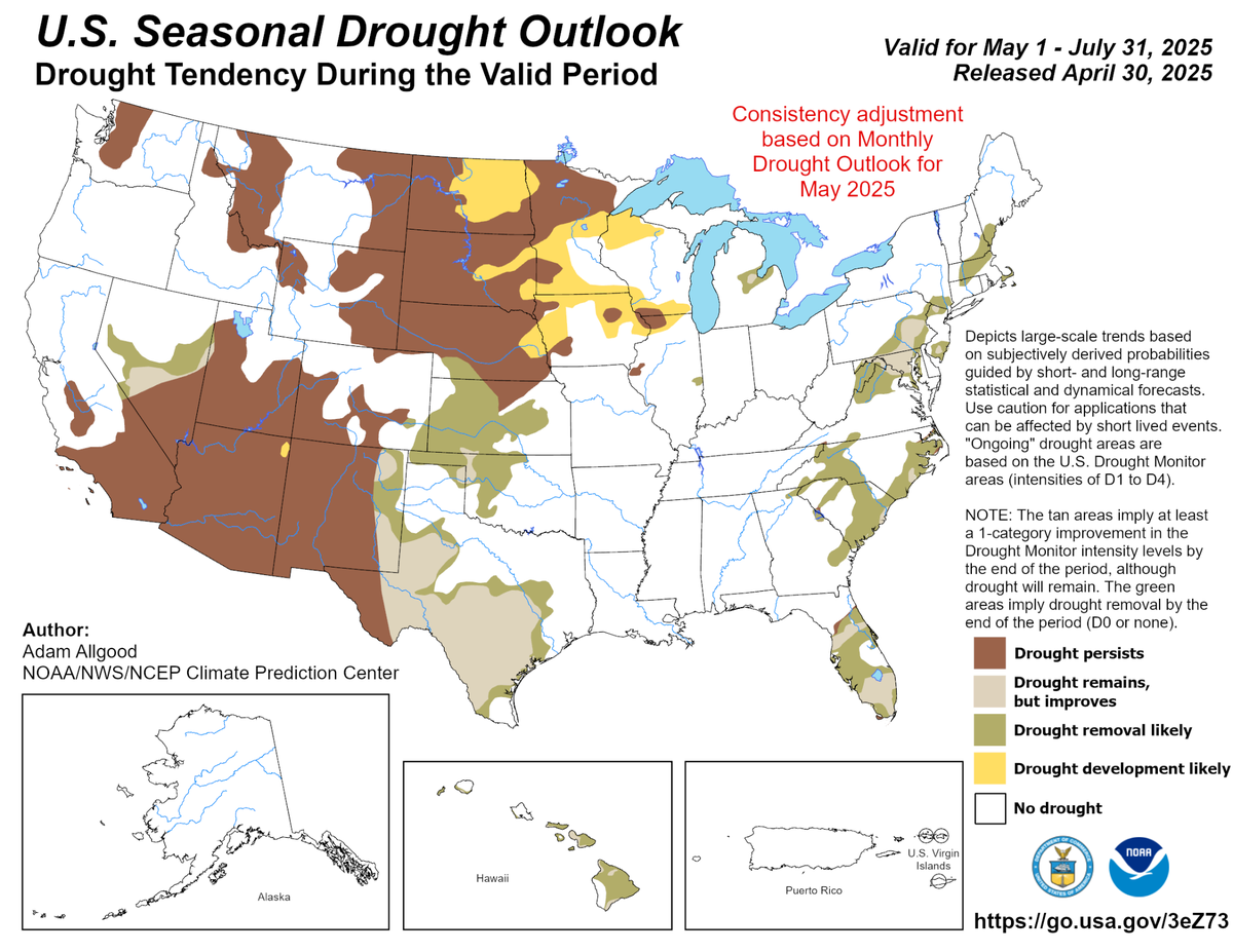 Above-average amounts of rainfall in the late spring and summer of 2025 should ease the drought conditions that have plagued much of North Carolina for months, NOAA forecasters say.