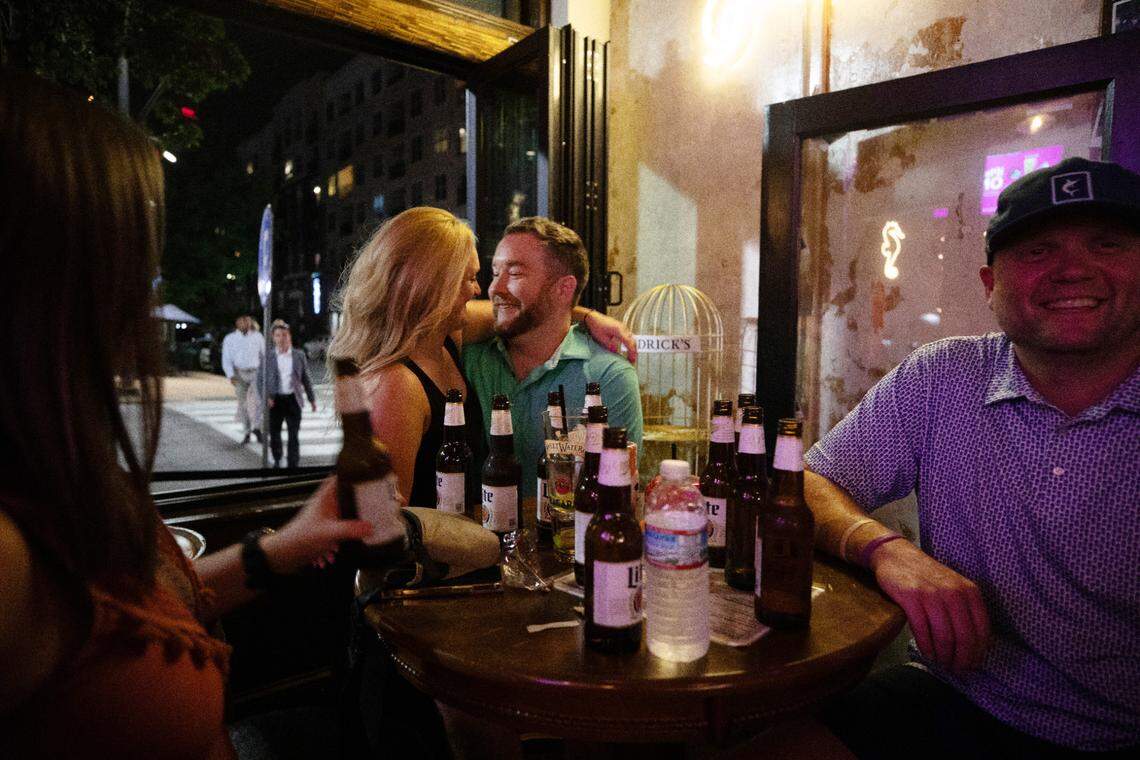 Friends enjoy a night out together at Pearl & Peril on Friday, July 21, 2023.