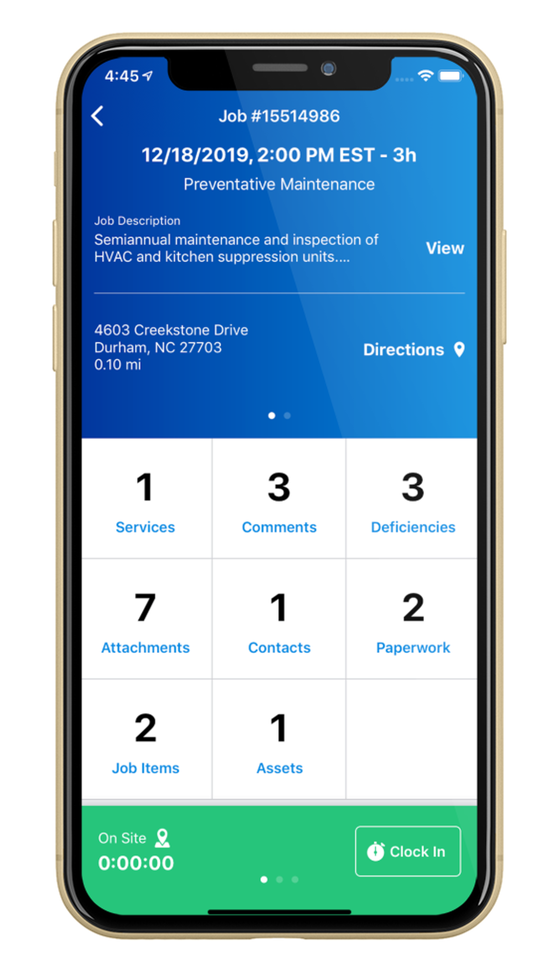 A screenshot of the ServiceTrade app for technicians.