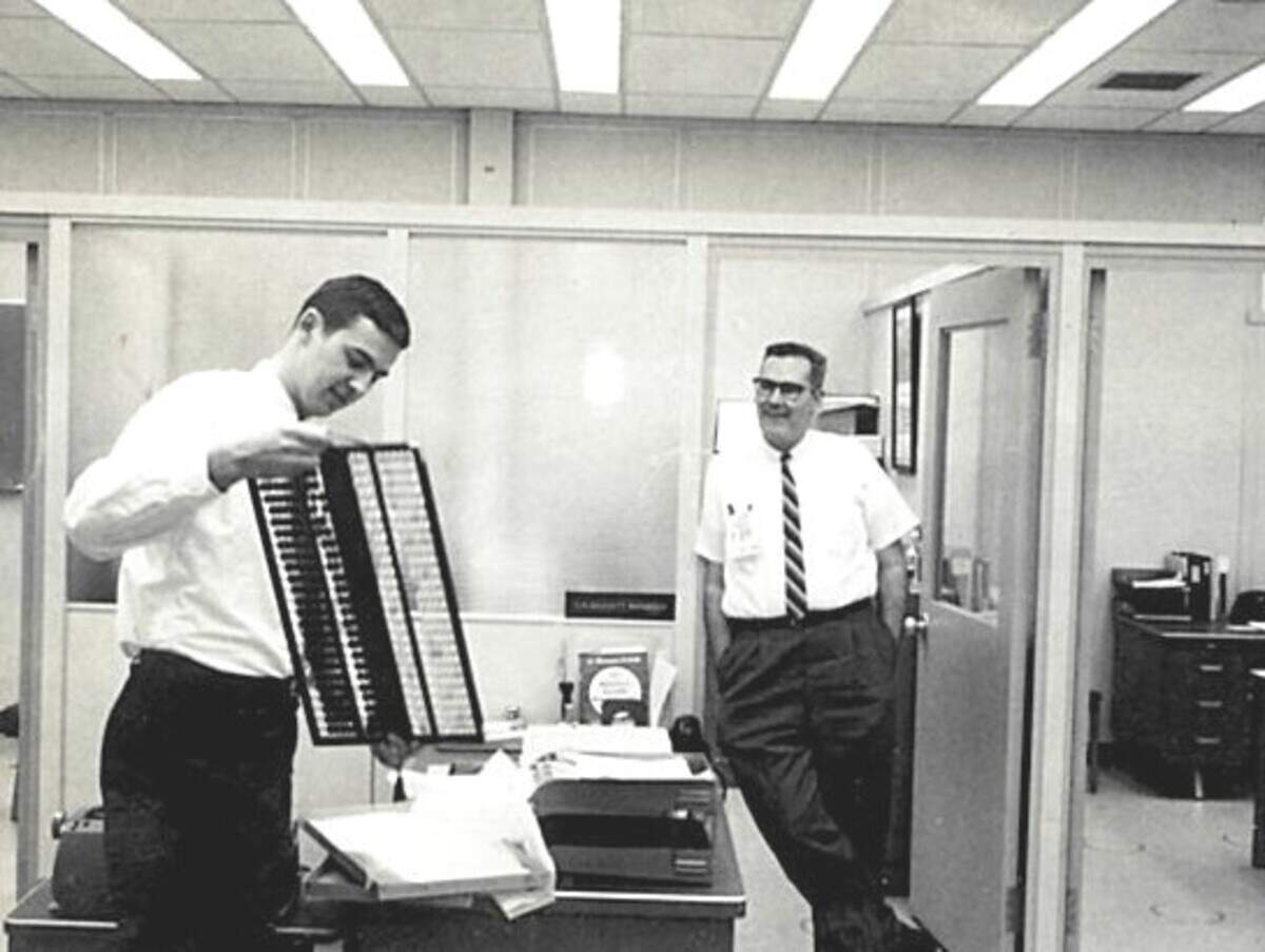 Jim Goodnight, co-founder and CEO of SAS Institute, working on the Apollo program in Florida in 1966.