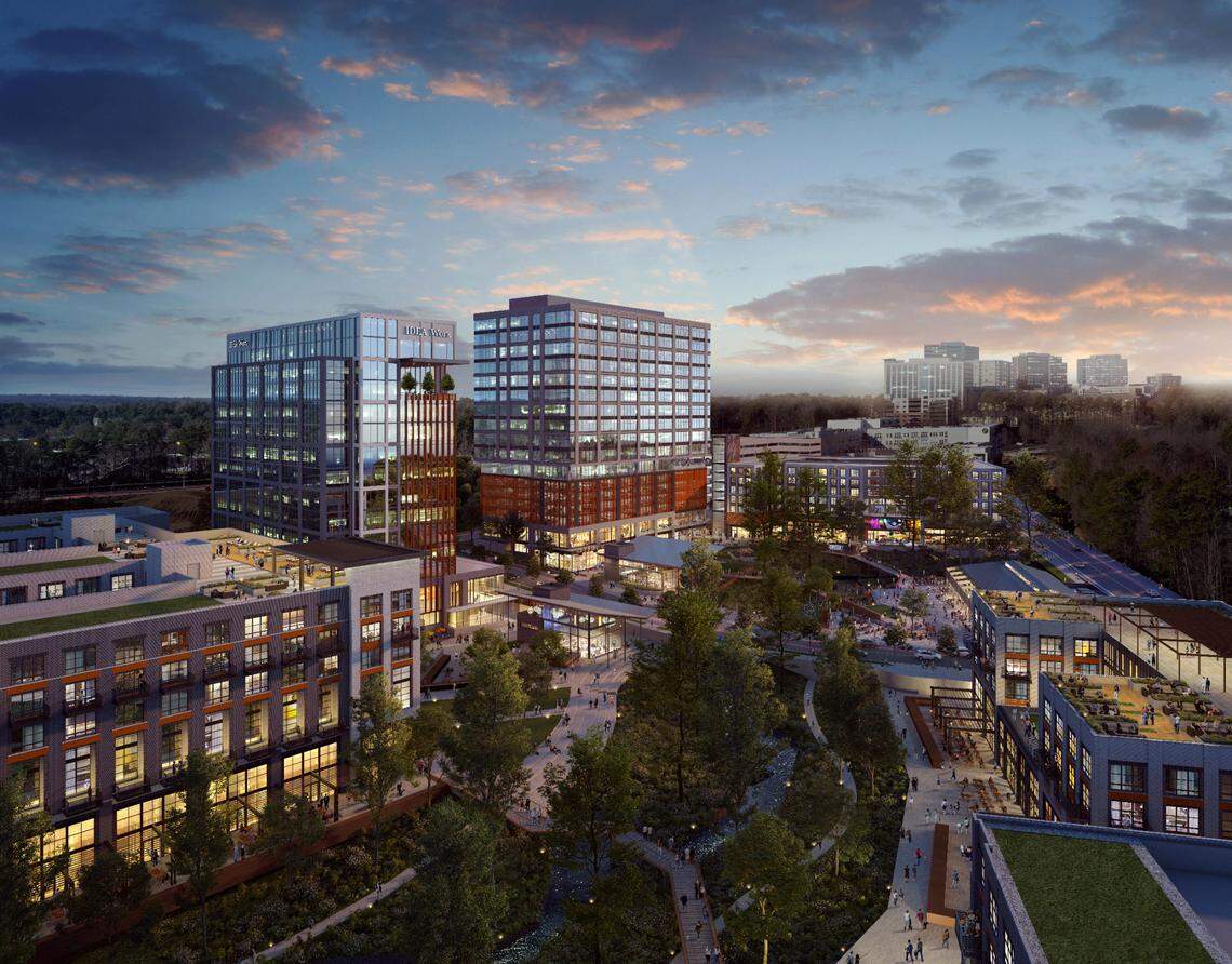 A rendering of Kane Realty’s North Hills Innovation District, where HomeTurf will open in November 2024.