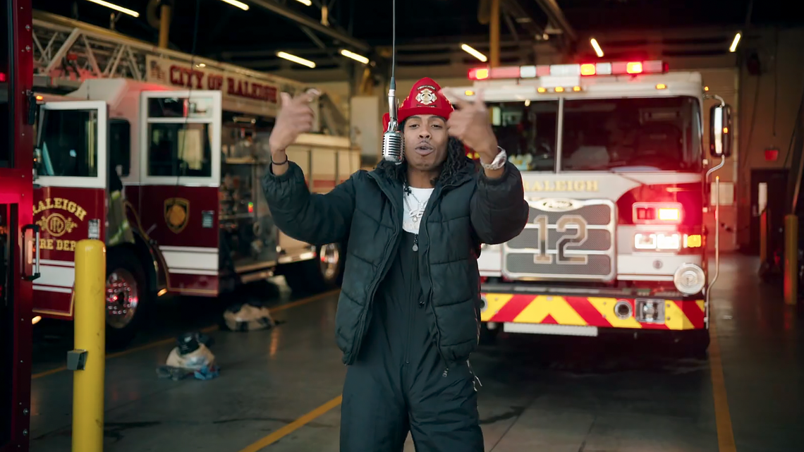 CEO Showoutt filmed a music video to his “Fire Drill” song at a Raleigh Fire Station 12.