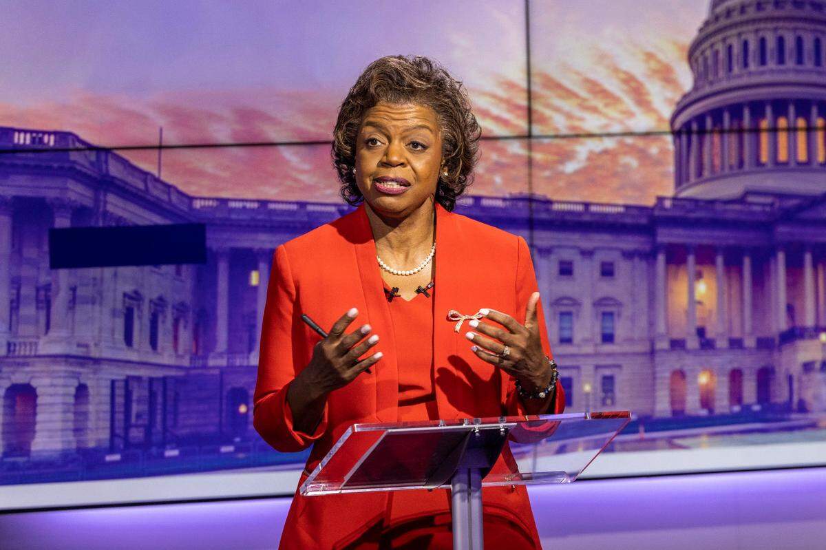 U.S. Senate Democrat candidate Cheri Beasley answers a question during an hour-long debate with Republican Ted Budd at Spectrum News 1 studio in Raleigh, NC Friday, Oct. 7, 2022.