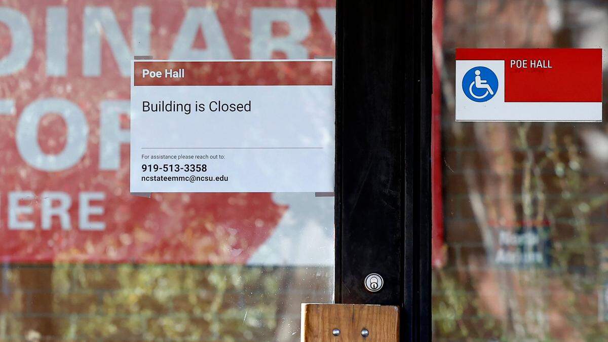 An entrance to Poe Hall at N.C. State University in Raleigh, N.C., photographed Thursday, Jan. 4, 2024.