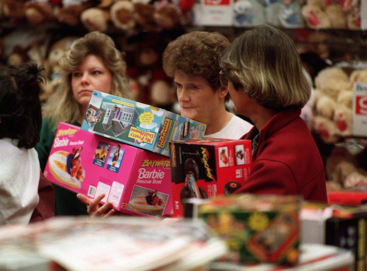 Shoppers at KayBee Toys in Cary Towne Center on Black Friday in 1995.