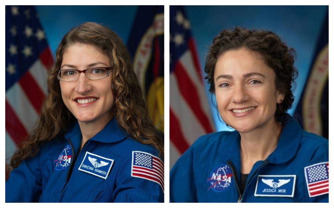 Christina Koch, left, and Jessica Meir