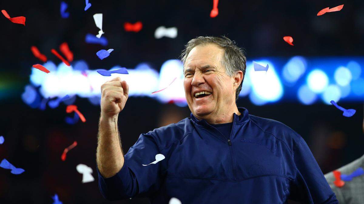 Feb 5, 2017; Houston, TX, USA; New England Patriots head coach Bill Belichick celebrates after defeating the Atlanta Falcons during Super Bowl LI at NRG Stadium. Mandatory Credit: Mark J. Rebilas-USA TODAY Sports