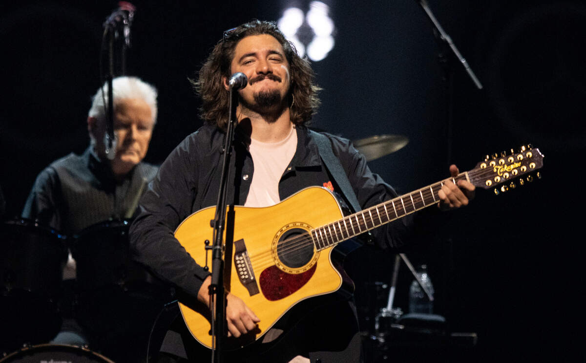 Deacon Frey acknowledges the roar of the crowd during the Eagles ‘The Long Goodbye’ Final Tour show at Raleigh, N.C.’s PNC Arena, Thursday night, Nov. 9, 2023.