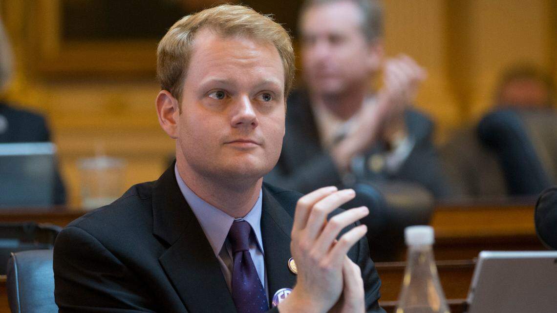 Virginia Del. Chris Hurst, D-Radford, applauds a speech during the House session at the Capitol in Richmond in 2018. He was pulled over Nov. 1 after a passenger was seen tampering with campaign signs, according to police. (AP Photo/Steve Helber)