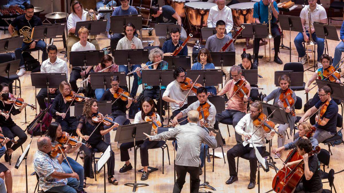 The newest N.C. Symphony Music Director, Carlos Miguel Prieto, conducts a rehearsal on Sept. 20, 2023, at Meymandi Concert Hall in Raleigh.